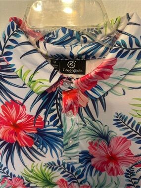 GreenSide Golf Tropical Floral Polo Shirt Men’s Medium Performance Stretch Hawai